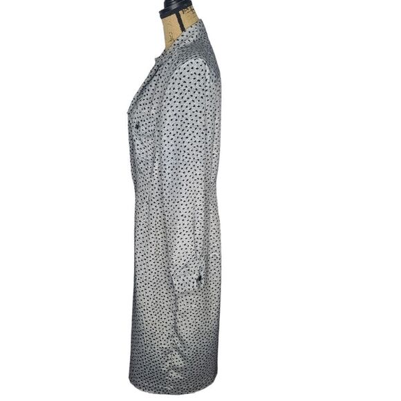 Vintage 80s 90s Gray Black Abstract Dot Long Sleeve Dress - Picture 2 of 12